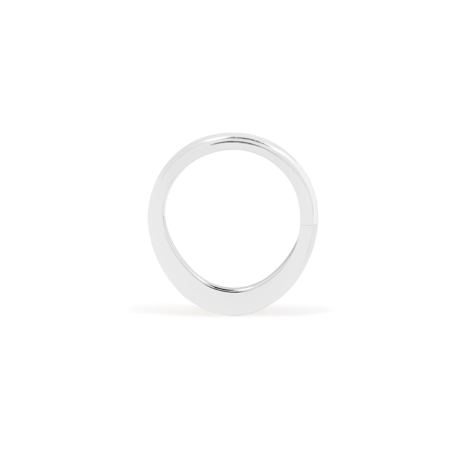 14 karat palladium white gold smashed seam ring, high polish