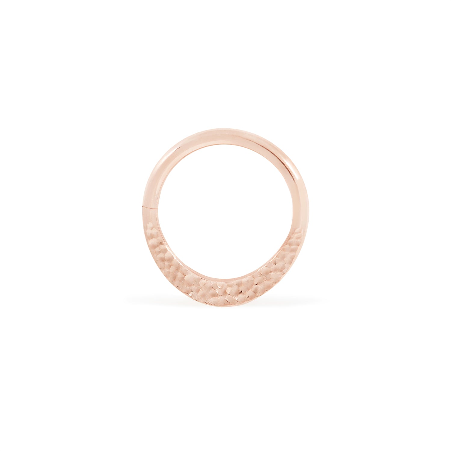 14 karat rose gold smashed seam ring, hammered texture