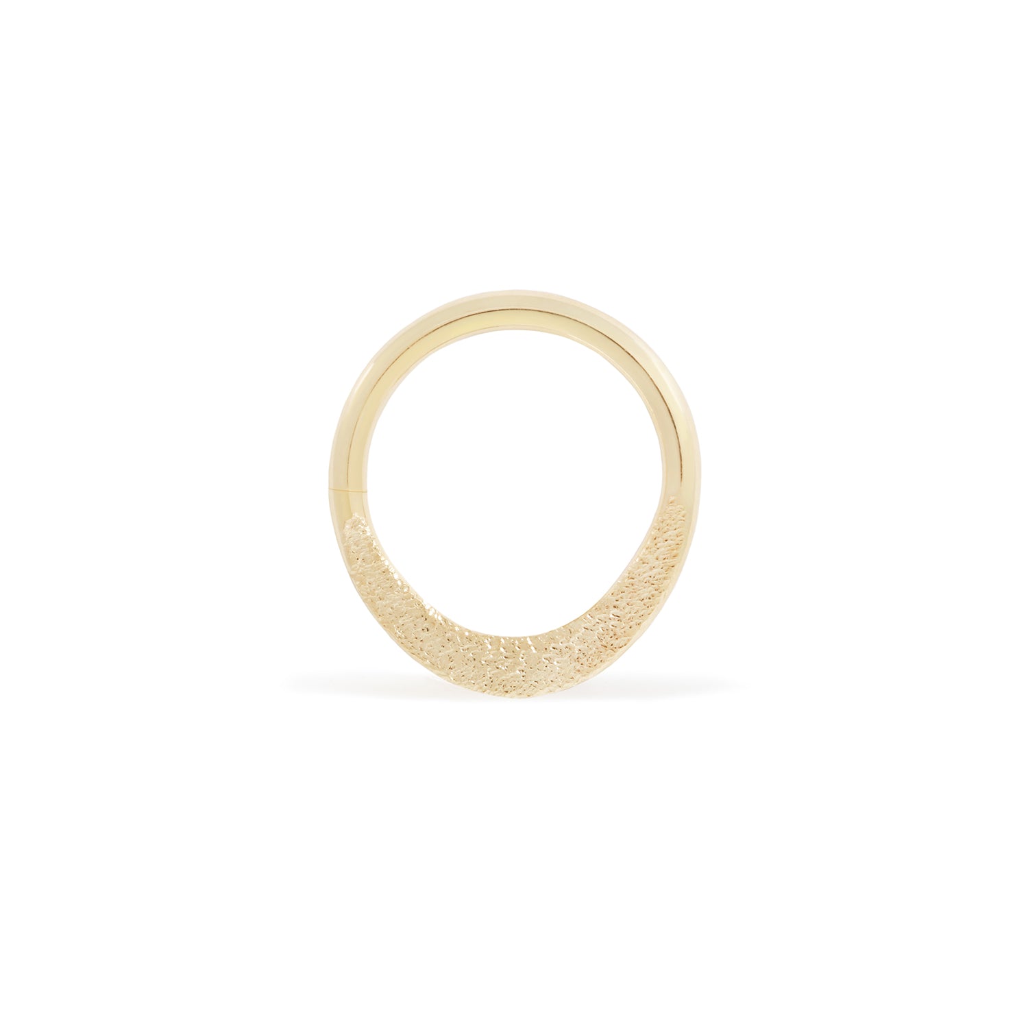 18 karat yellow gold smashed seam ring, stippled texture