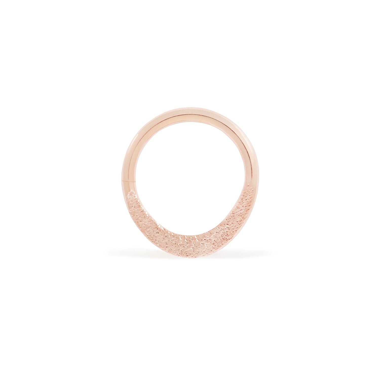 14 karat rose gold smashed seam ring, stippled texture