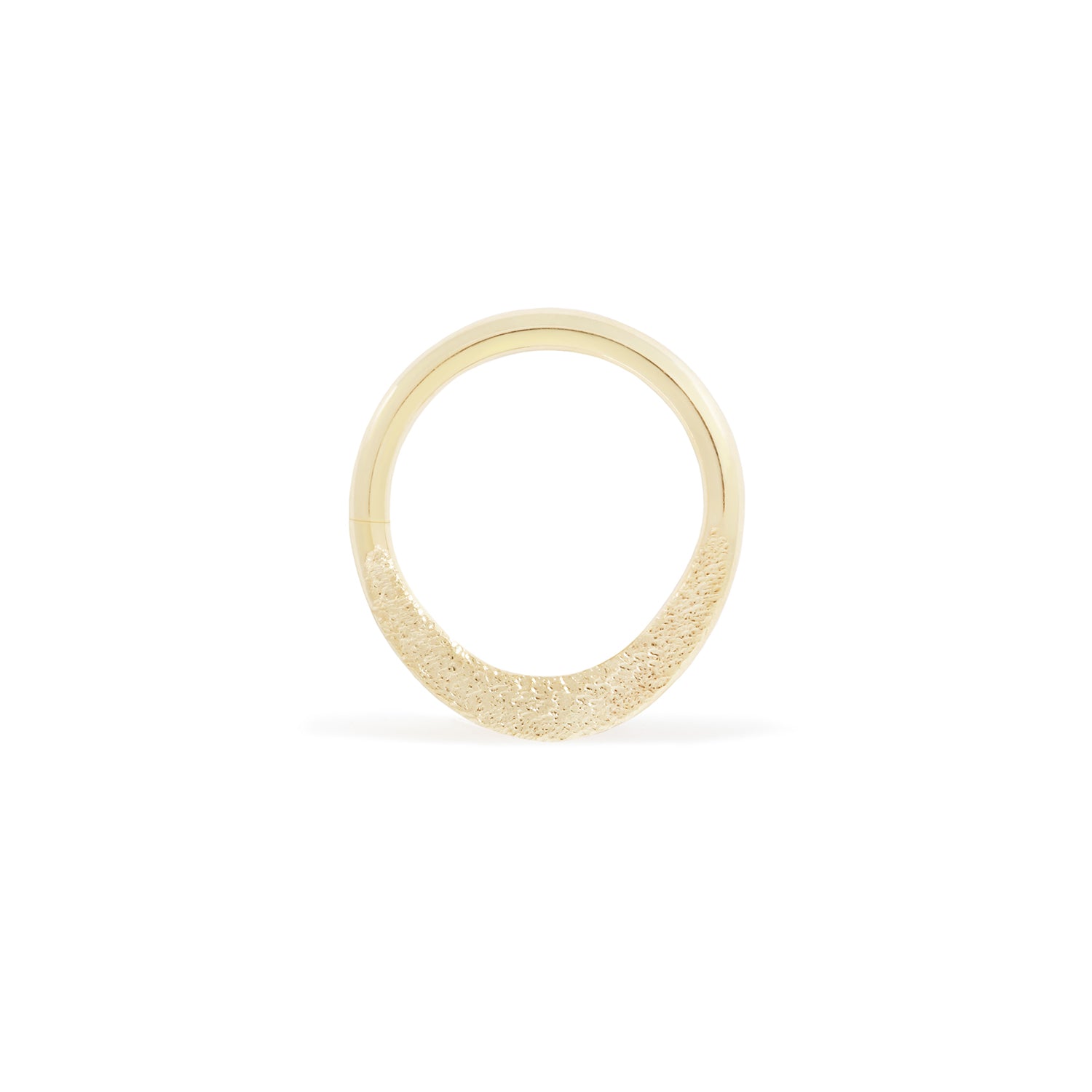 14 karat yellow gold smashed seam ring, stippled texture