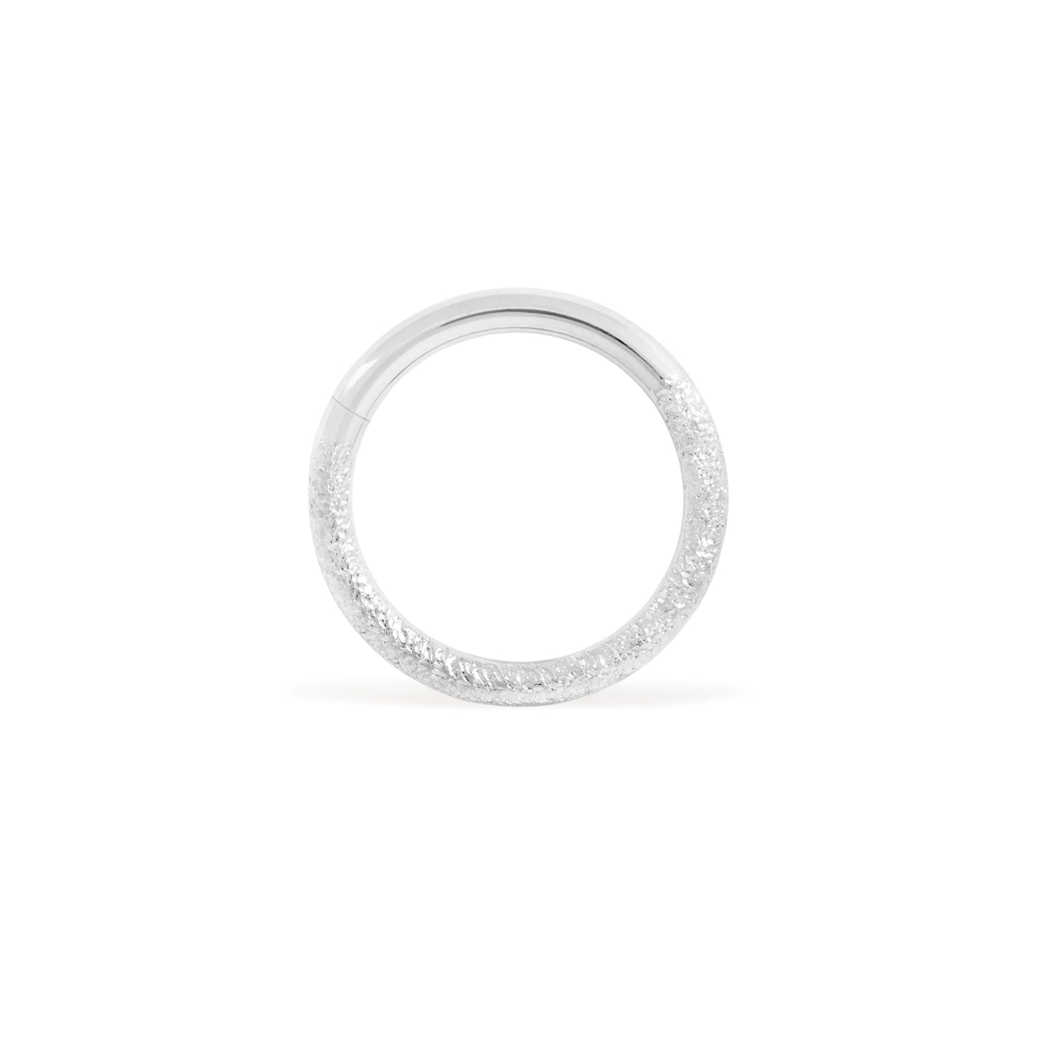 14 karat palladium white gold seam ring, stippled texture