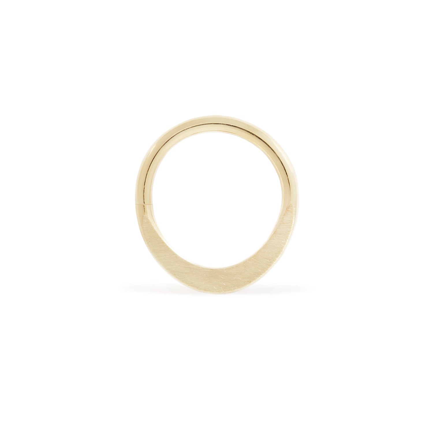 18 karat yellow gold smashed seam ring, brushed texture