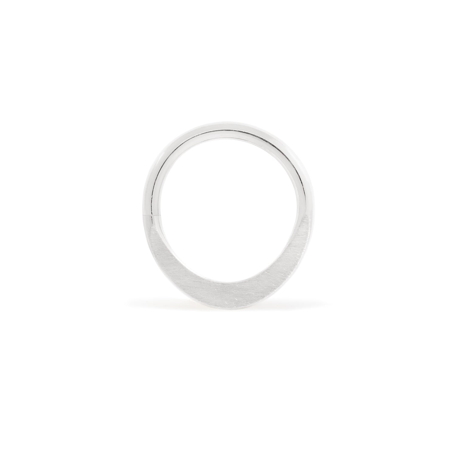 14 karat palladium white gold smashed seam ring, brushed texture