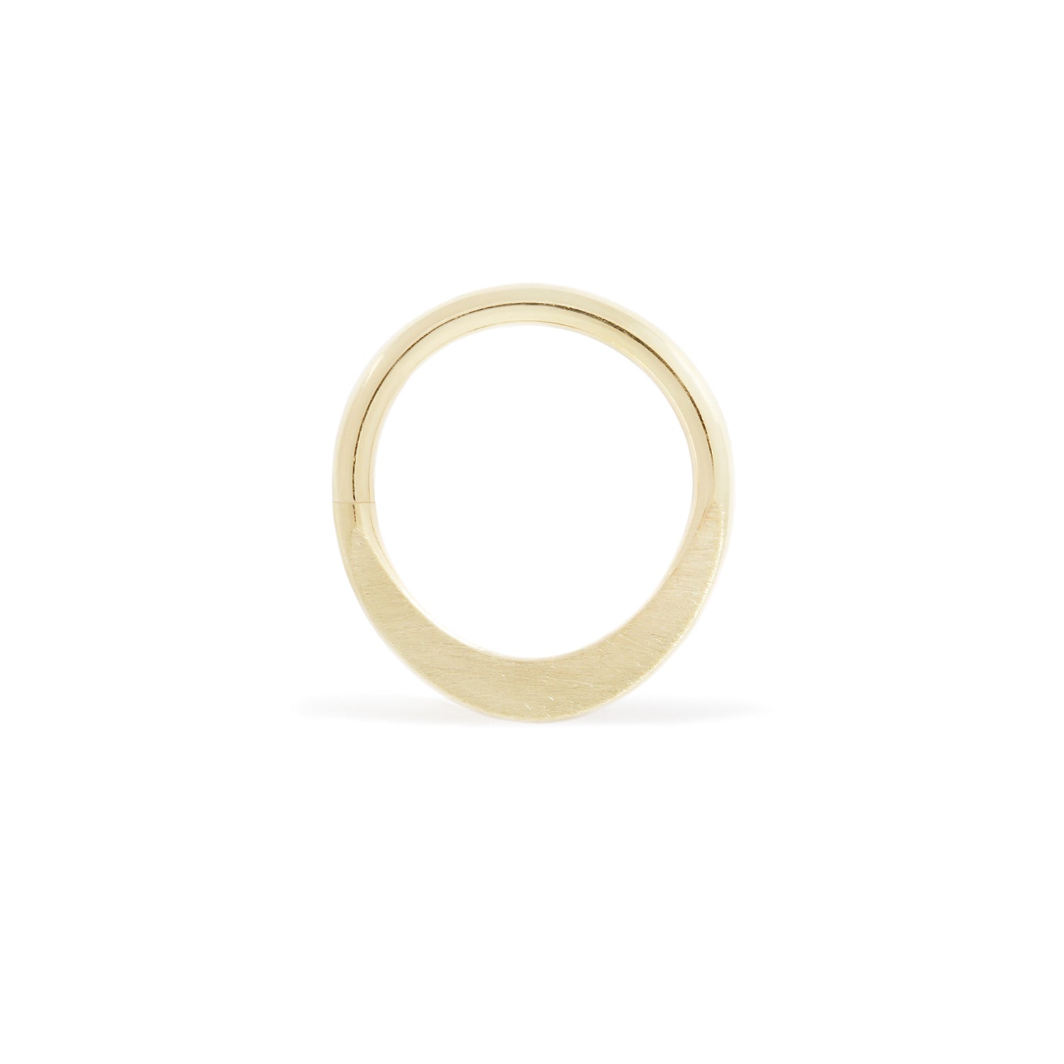 14 karat yellow gold smashed seam ring, brushed texture