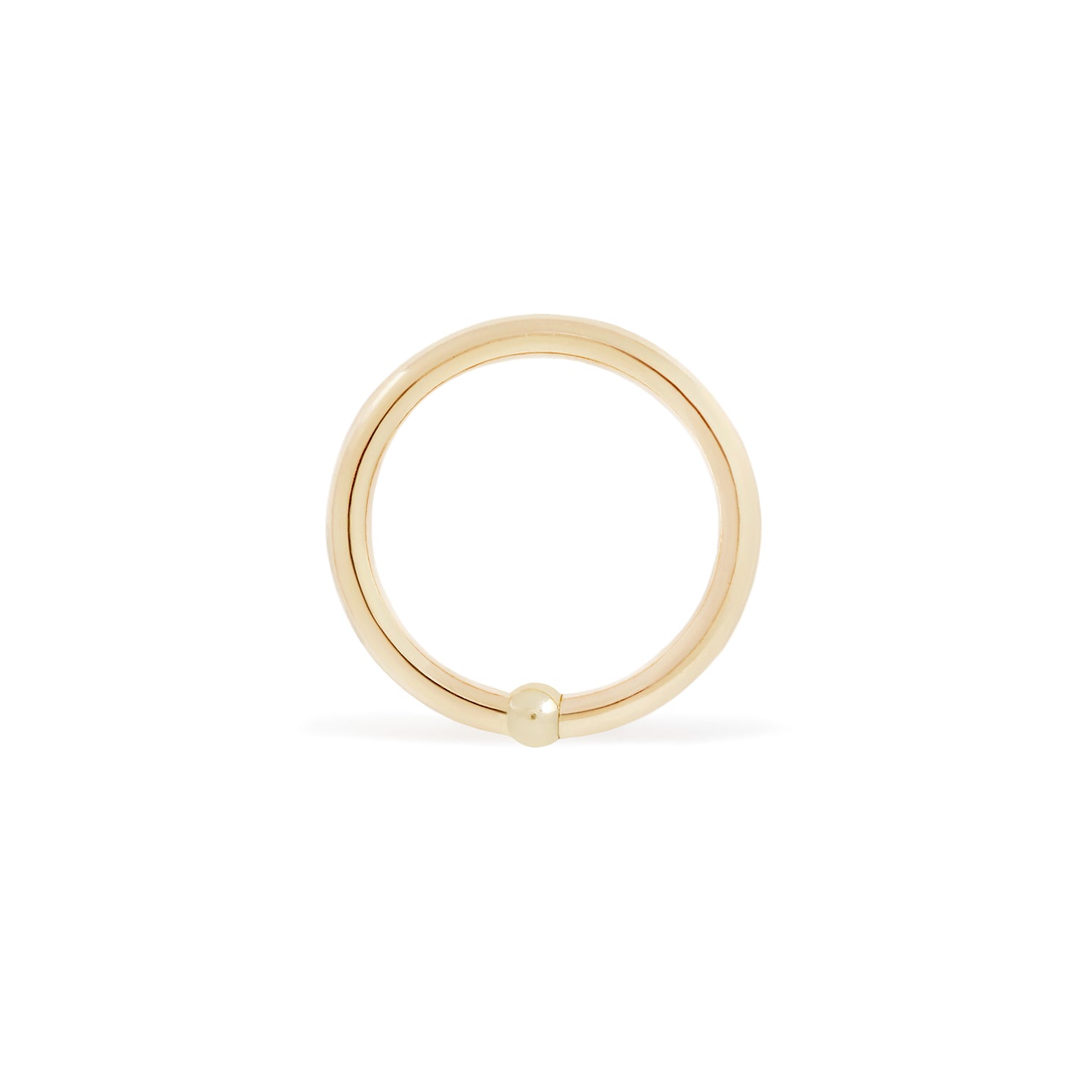 18 karat yellow gold fixed bead ring with 2mm bead, size shown is 16g 3/8"