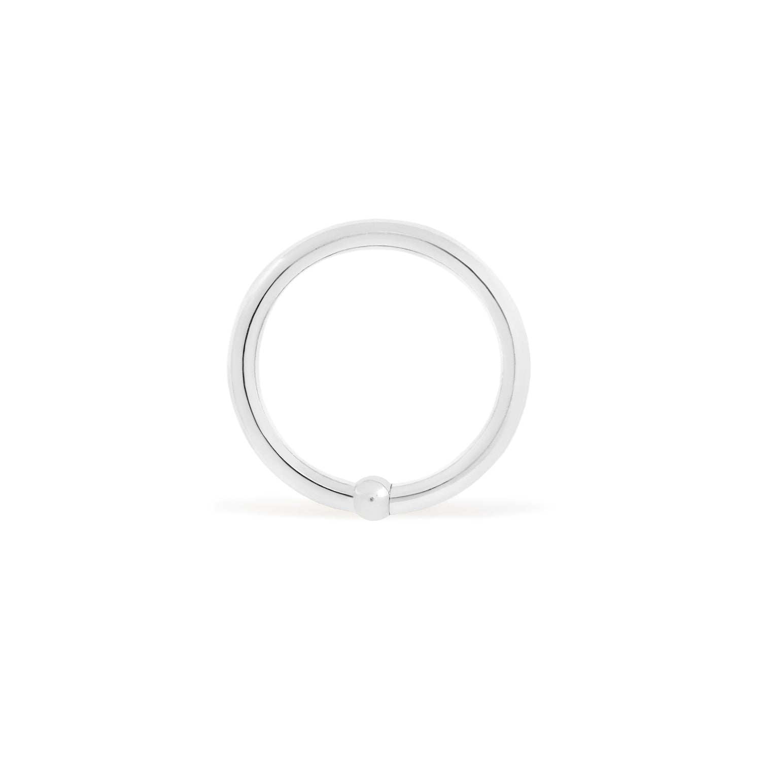 14 karat palladium white gold fixed bead ring with 2mm bead, size shown is 16g 3/8"