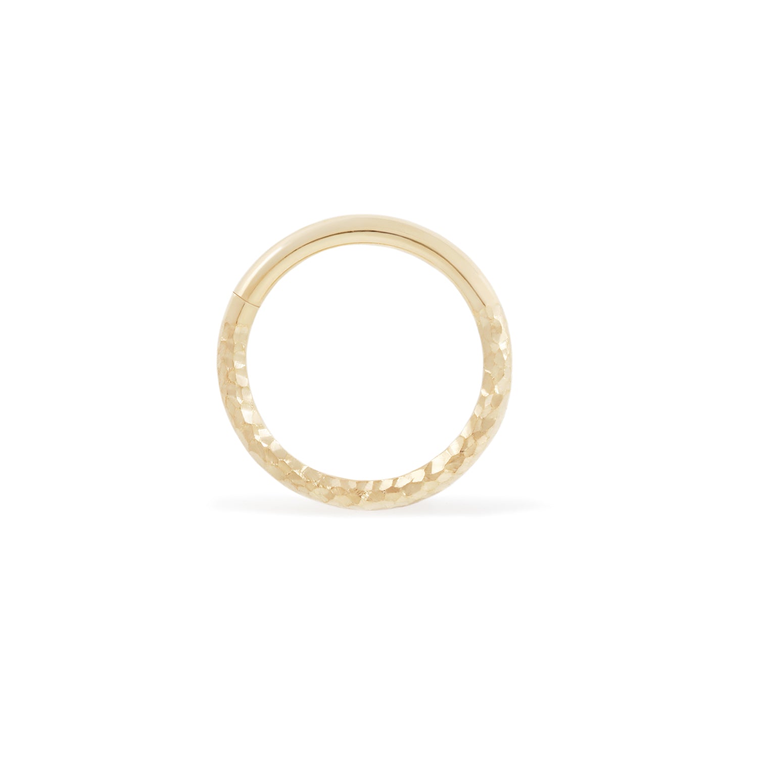 18 karat yellow gold seam ring, hammered texture