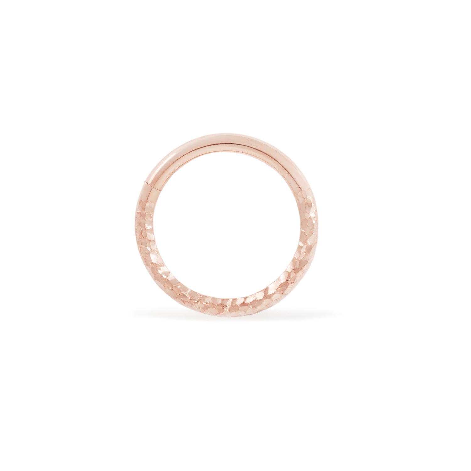 14 karat rose gold seam ring, hammered texture