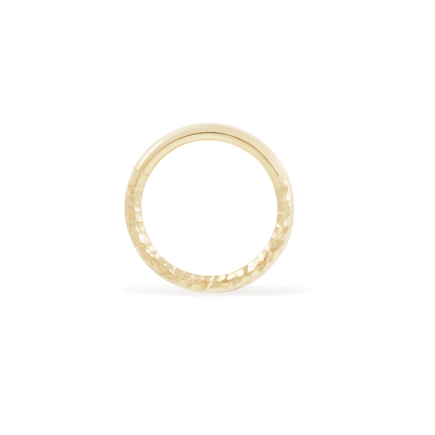 14 karat yellow gold seam ring, hammered texture